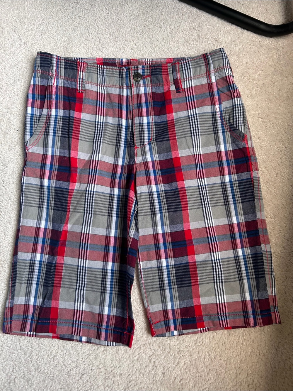 Arizona Jean Company Red, Navy and Gray Plaid Kids Shorts